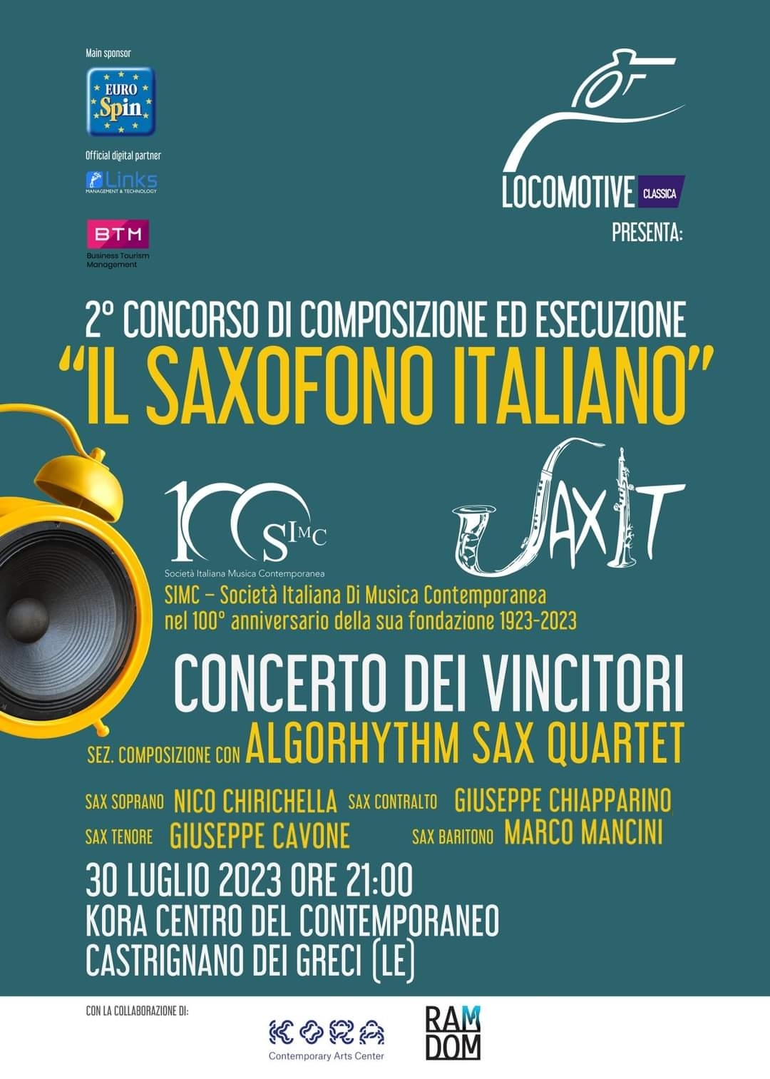 Locandina evento Secondo Concorso de il Saxofono Italiano